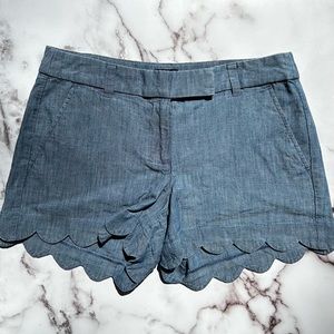 JCrew Scalloped Chambray Shorts 2 EUC